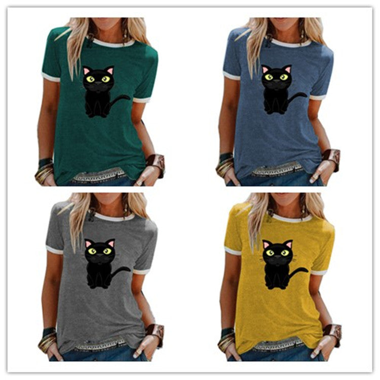 Cat print Mosaic Casual T shirt Furry Cloud Collection