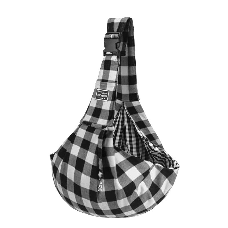 Pet Supplies Red And Black Plaid Shoulder Strap Adjustable Buckle Single-shoulder Bag