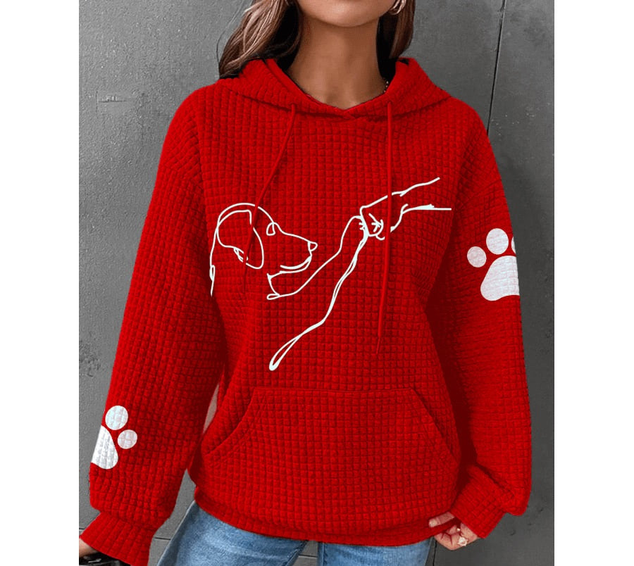 Waffle New Hooded Dog Printed Sweater