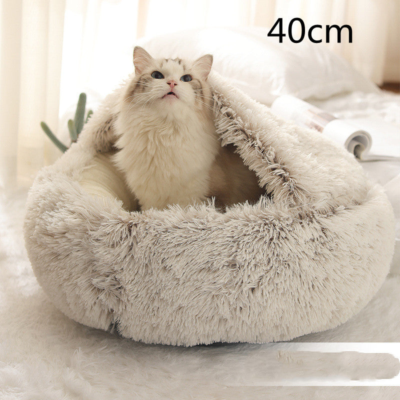 Pet Haven 2.0: Elevate Comfort with our 2-in-1 Round Plush Bed – Warm, Soft, and Stylishly Cozy for Your Furry Friends!