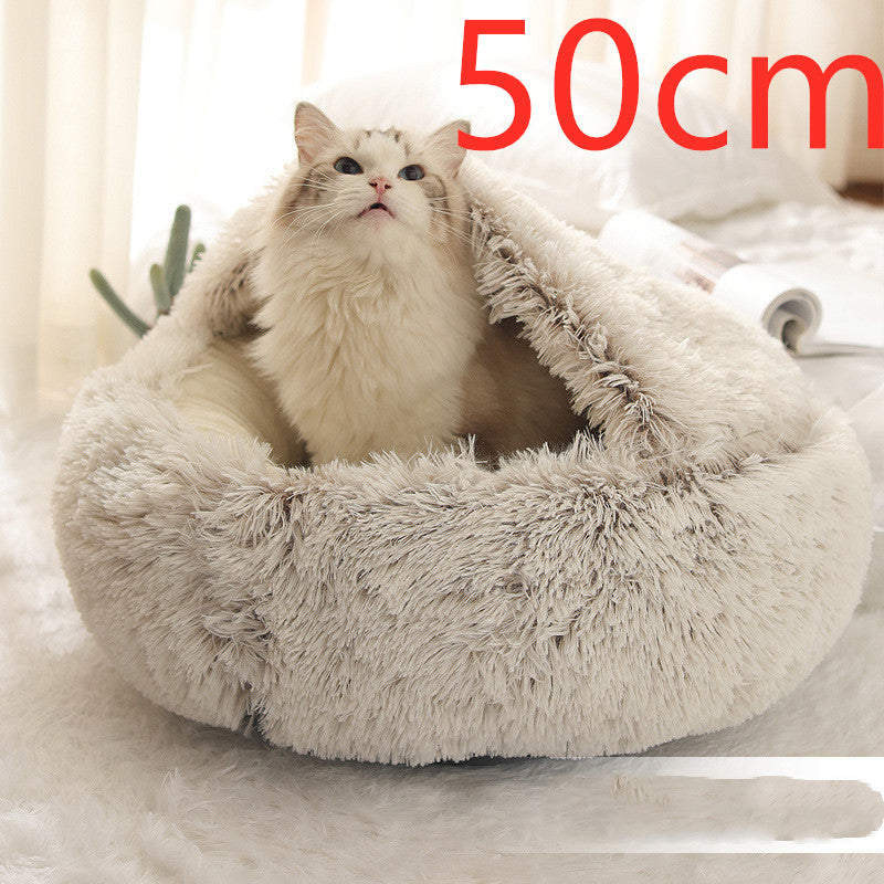 Pet Haven 2.0: Elevate Comfort with our 2-in-1 Round Plush Bed – Warm, Soft, and Stylishly Cozy for Your Furry Friends!