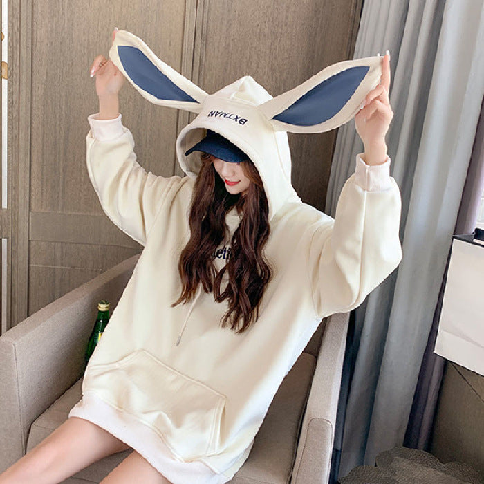 Cute Rabbit Ears Hoodie: Cozy Preppy Style for Girls