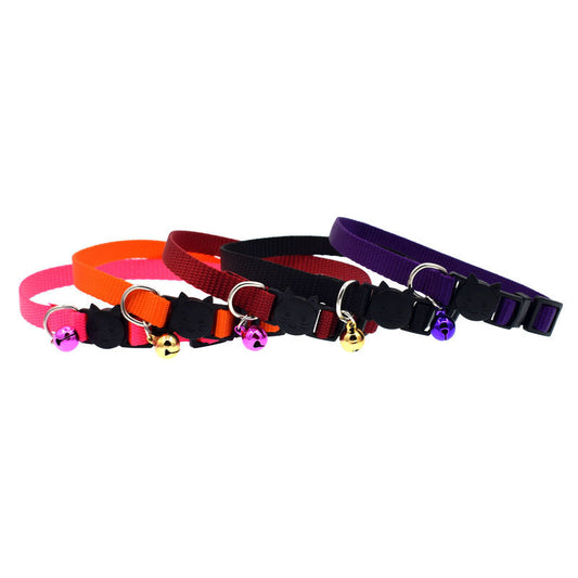 Nylon solid color pet cat bell collar