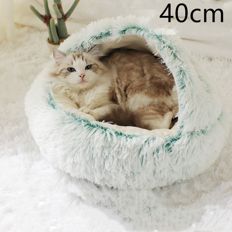 Pet Haven 2.0: Elevate Comfort with our 2-in-1 Round Plush Bed – Warm, Soft, and Stylishly Cozy for Your Furry Friends!