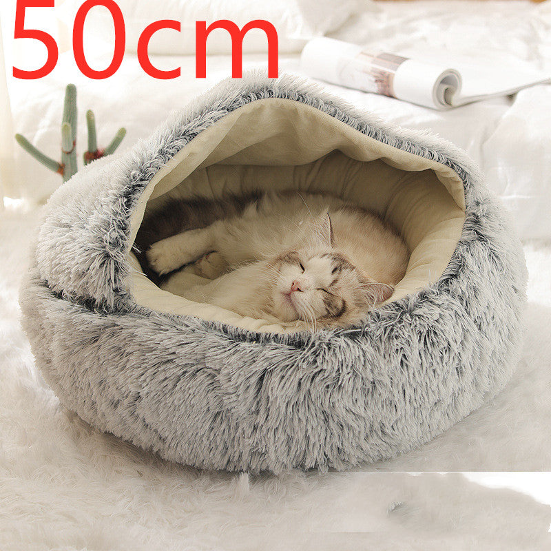 Pet Haven 2.0: Elevate Comfort with our 2-in-1 Round Plush Bed – Warm, Soft, and Stylishly Cozy for Your Furry Friends!