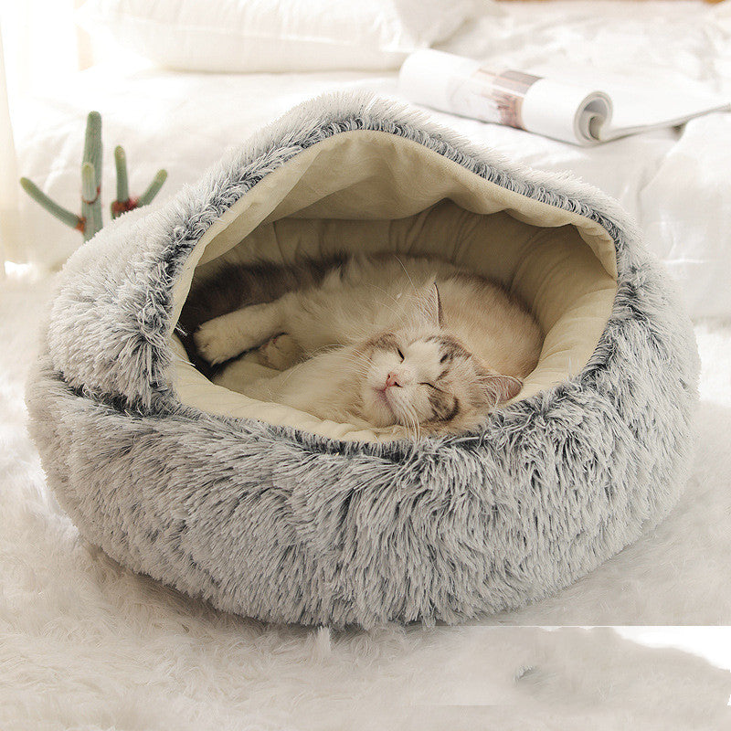 Pet Haven 2.0: Elevate Comfort with our 2-in-1 Round Plush Bed – Warm, Soft, and Stylishly Cozy for Your Furry Friends!