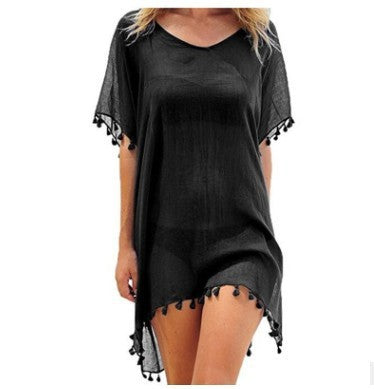 Women Blouses Loose Chiffon Dress Summer Beach Tunic Cover-Up Shirt