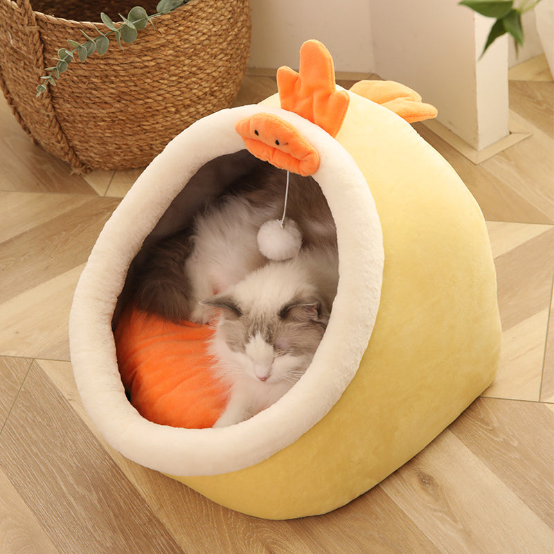 Image showcasing a cat enjoying the comfort of the four seasons universal cat house villa home, a cozy and versatile addition to any cat owner's home.