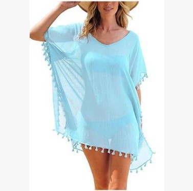 Women Blouses Loose Chiffon Dress Summer Beach Tunic Cover-Up Shirt