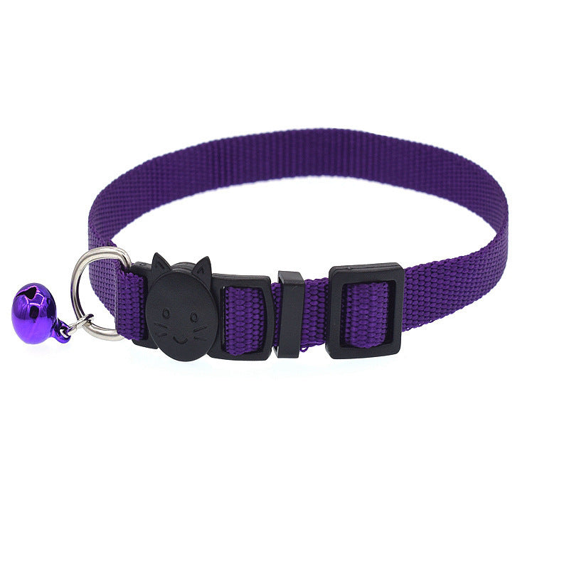 Nylon solid color pet cat bell collar