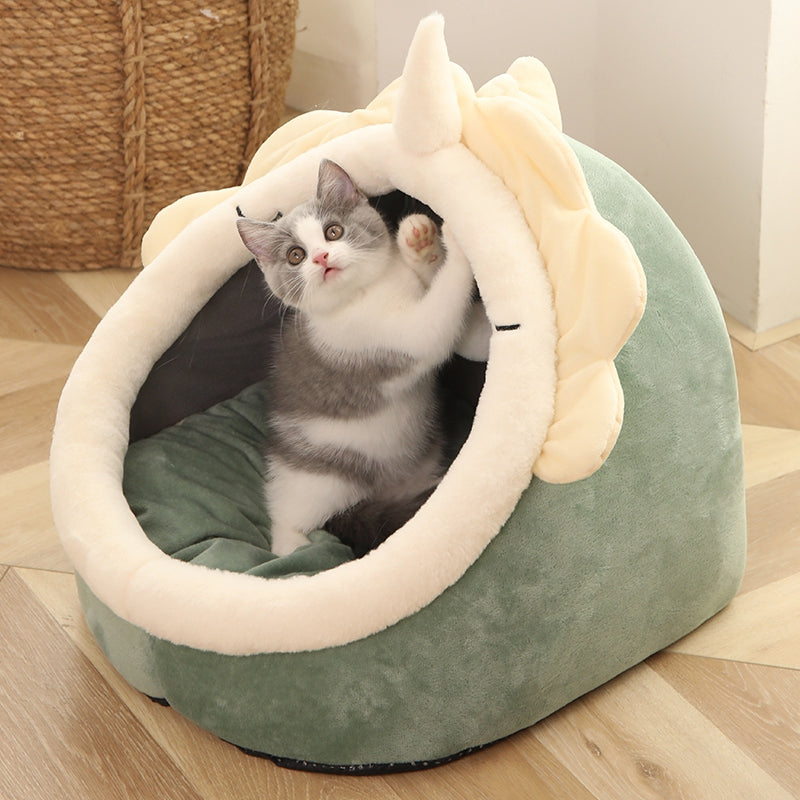 Image showcasing a cat enjoying the comfort of the four seasons universal cat house villa home, a cozy and versatile addition to any cat owner's home.