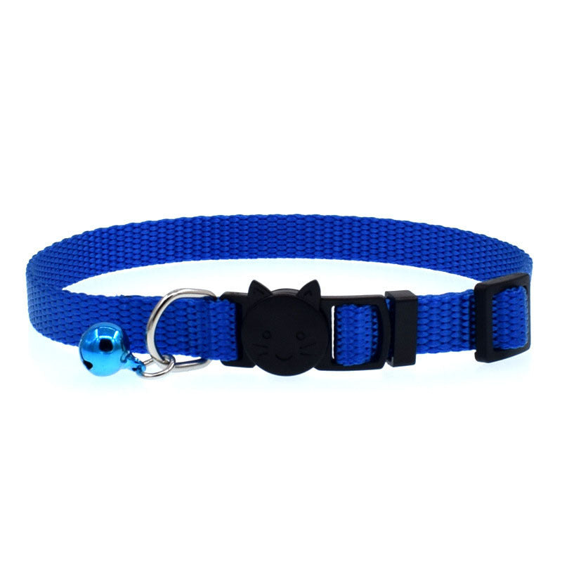 Nylon solid color pet cat bell collar