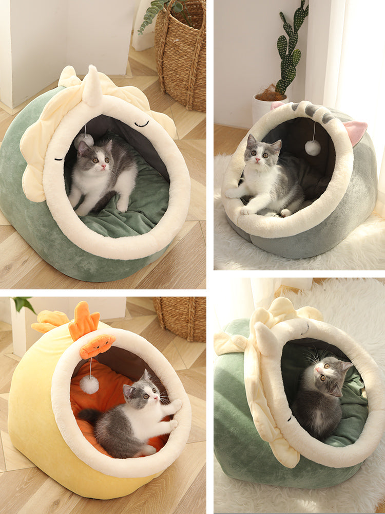 Image showcasing a cat enjoying the comfort of the four seasons universal cat house villa home, a cozy and versatile addition to any cat owner's home.