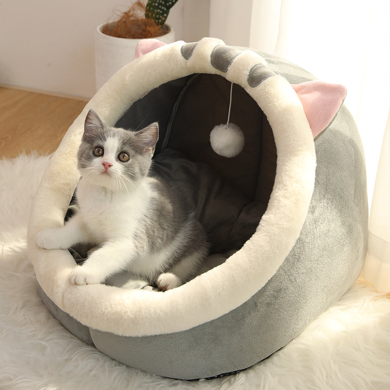 Image showcasing a cat enjoying the comfort of the four seasons universal cat house villa home, a cozy and versatile addition to any cat owner's home.