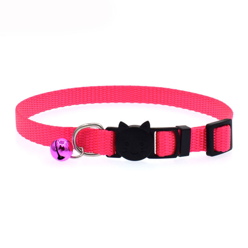 Nylon solid color pet cat bell collar