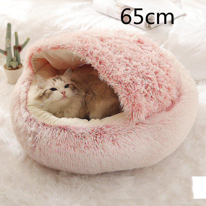 Pet Haven 2.0: Elevate Comfort with our 2-in-1 Round Plush Bed – Warm, Soft, and Stylishly Cozy for Your Furry Friends!