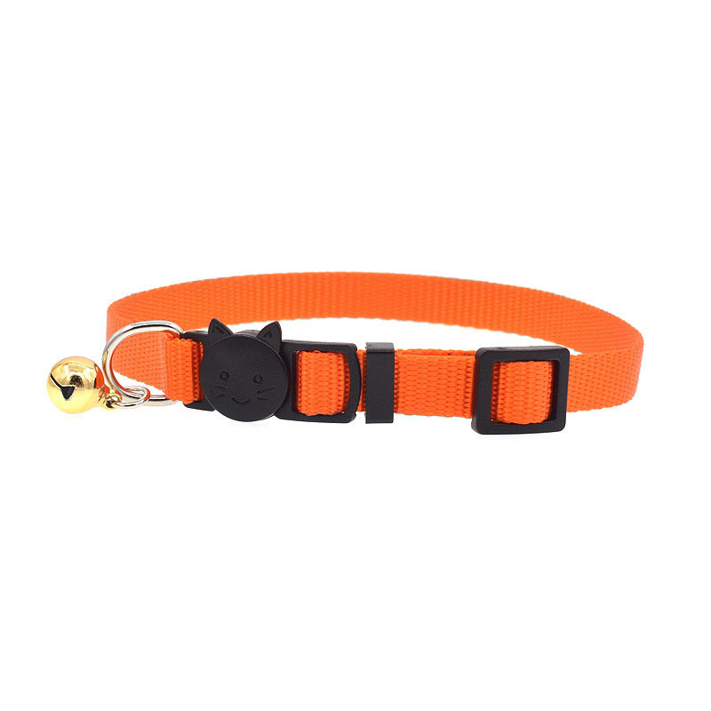 Nylon solid color pet cat bell collar