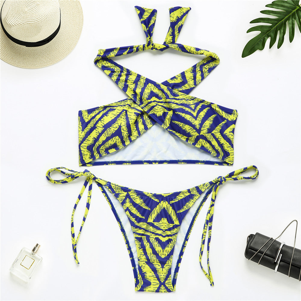 Fashion Simple Swimsuit Cross Split Bikini