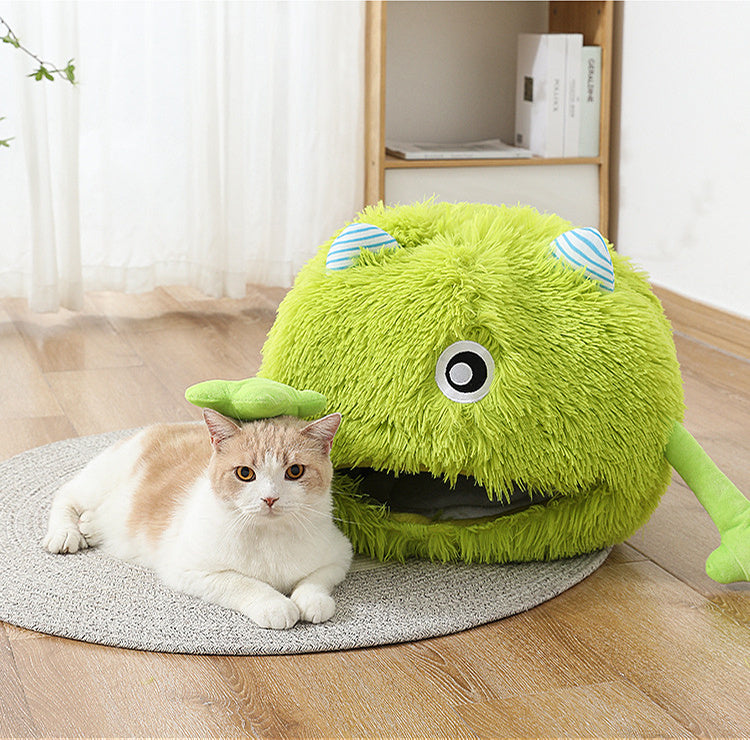 Cozy Round Plush Cat & Dog Bed – Machine Washable, Non-Slip, Self-Warming Cushion for Small Pets