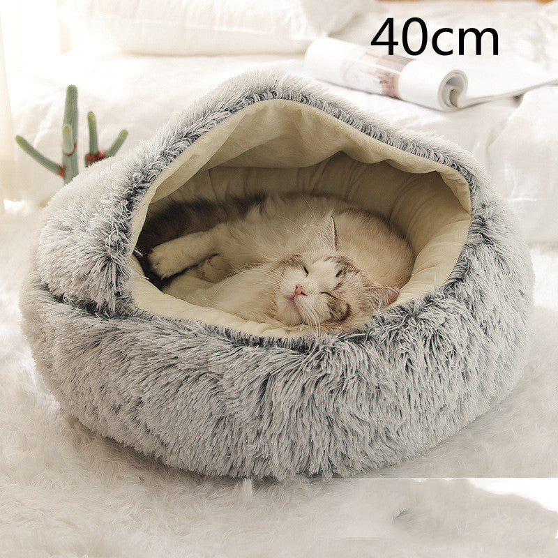 Pet Haven 2.0: Elevate Comfort with our 2-in-1 Round Plush Bed – Warm, Soft, and Stylishly Cozy for Your Furry Friends!