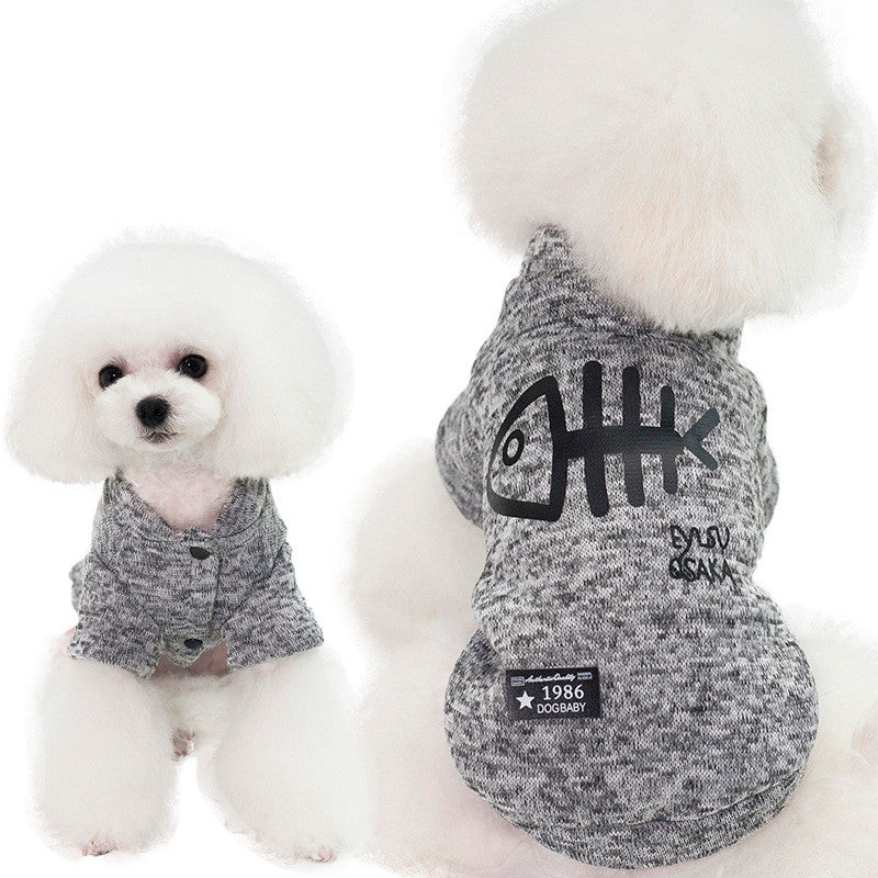 Pet Clothes Fishbone Pattern Small Dog