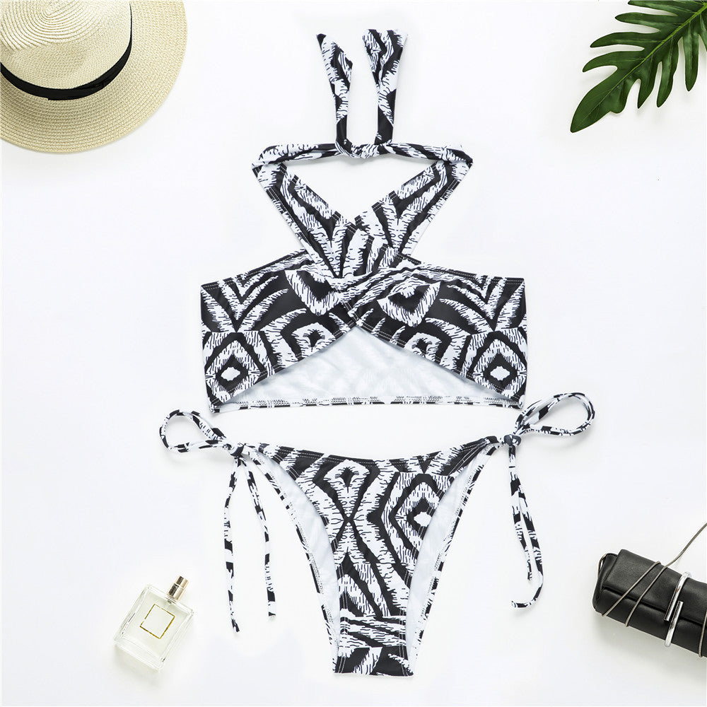 Fashion Simple Swimsuit Cross Split Bikini