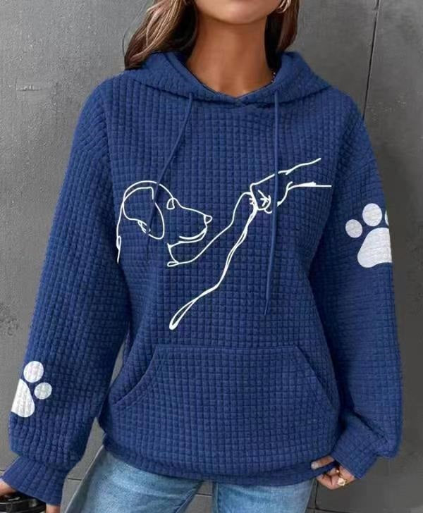 Waffle New Hooded Dog Printed Sweater